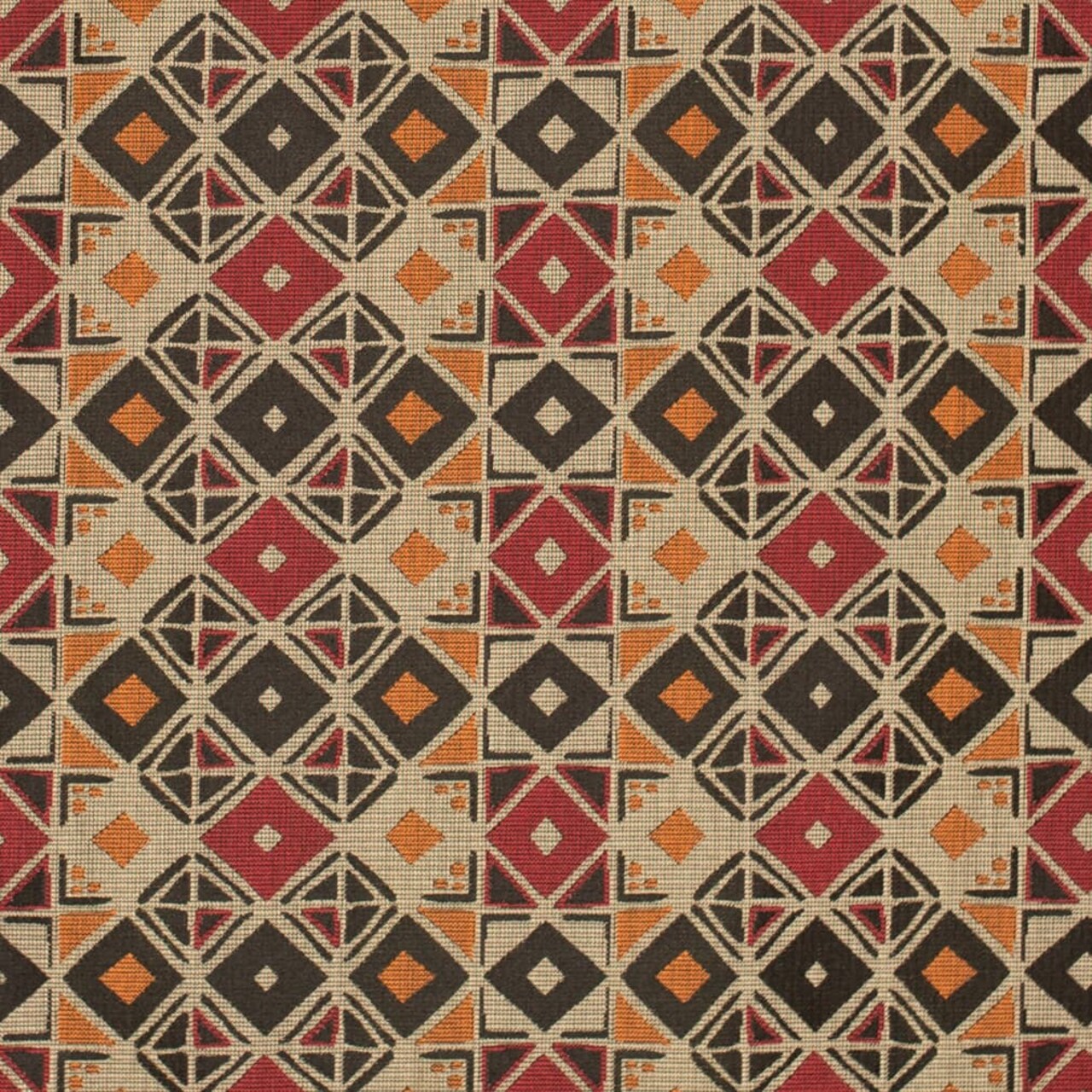 Carmine - Black,red Burgundy Abstract Geometric Upholstery Fabric 54 Inches"